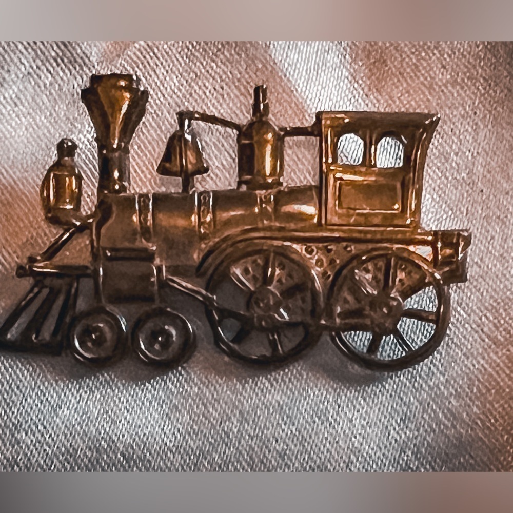 Silver Train Brooch